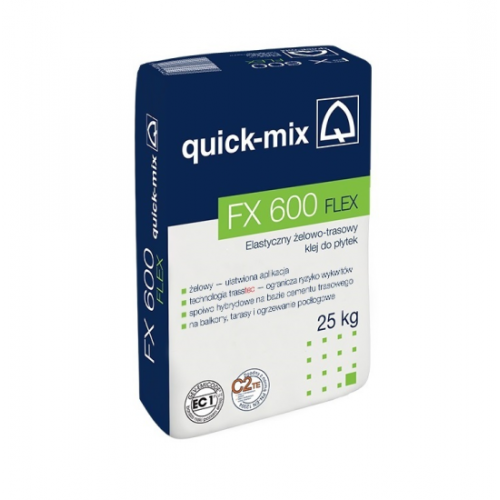 Эластичный клей c трасом для плитки FX 600 Flex Серый, Quick-mix Эластичный клей c трасом для плитки FX 600 Flex Серый, Quick-mix
